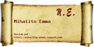 Mihalits Emma névjegykártya